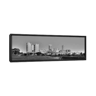 iCanvas "Fort Worth Panoramic Skyline Cityscape (Black & White - Evening)" by Unknown Artist Framed Canvas Print