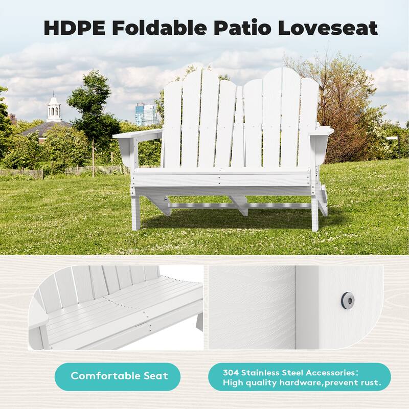 Outdoor HDPE Foldable Patio Loveseat