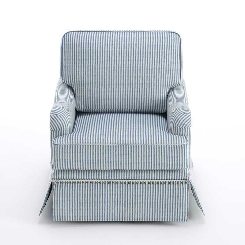 Skirted Swivel Accent Nailhead Barrel Chair