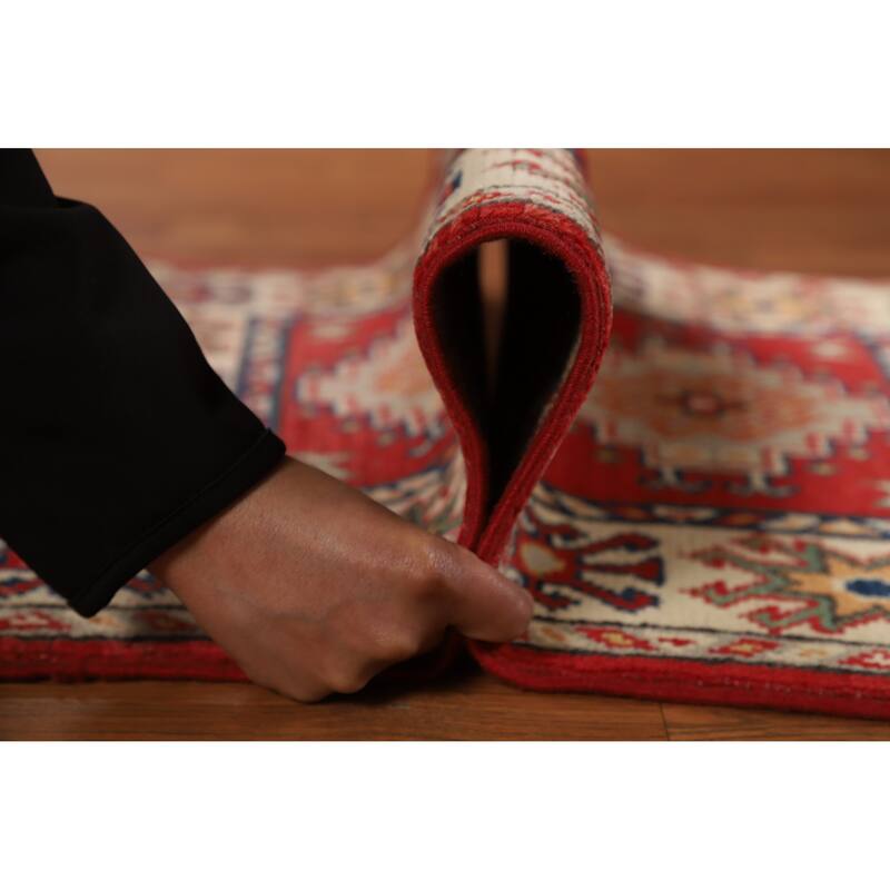 Traditional Kazak Oriental Rug Hand-Knotted Geometric Wool Carpet - 2'0"x 3'0"
