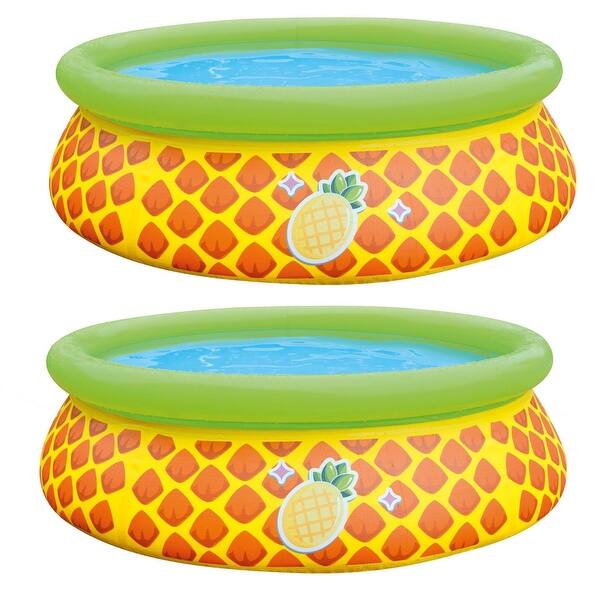 slide 2 of 7, JLeisure 5' x 16.5" 3D Pineapple Inflatable Outdoor Kid Swimming Pool (2 Pack) - 26