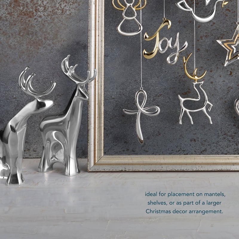 Nambe Dasher Reindeer Figurine Set - 7" x 1" x 10"