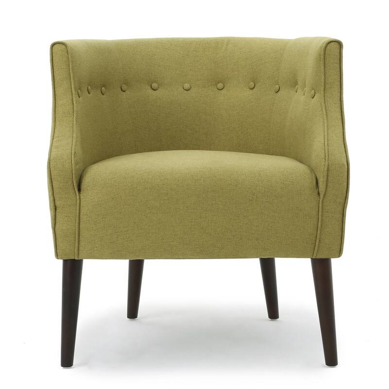 Fabric Modern Club Chair with Button-Tufted Back and Birch Wood Legs