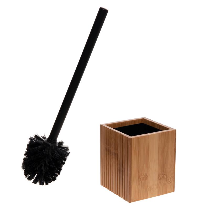 Bath Bliss Small Square Oslo Bamboo Toilet Bowl Brush - 3.94 x 3.94 x 14.37