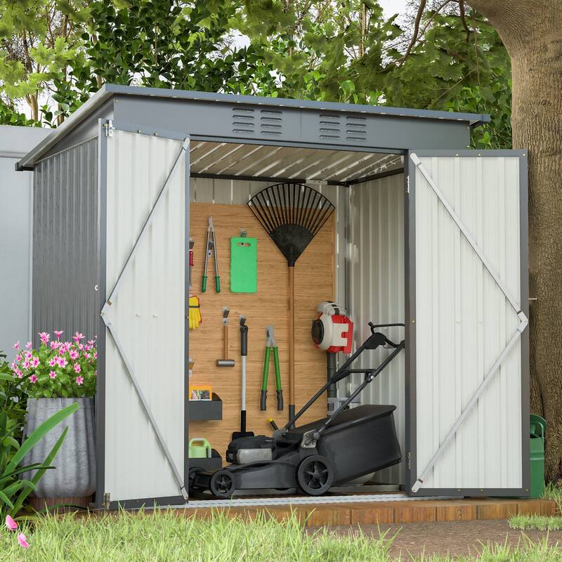 GDFStudio - Lucas All-Weather Outdoor Heavy Duty Metal Storage Shed with Robust Construction and Easy Assembly