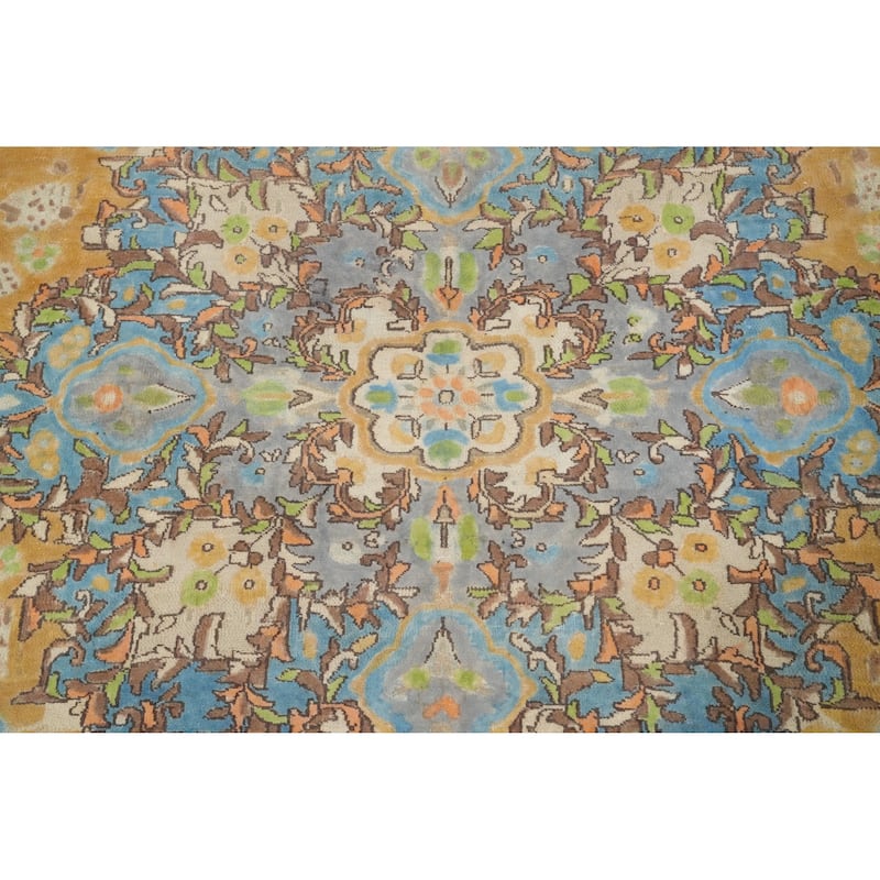 Hand Knotted Oriental 100% Wool Carpet Traditional Floral Oranges & Rust Kerman Area Rug - 12' 10'' X 9' 10''
