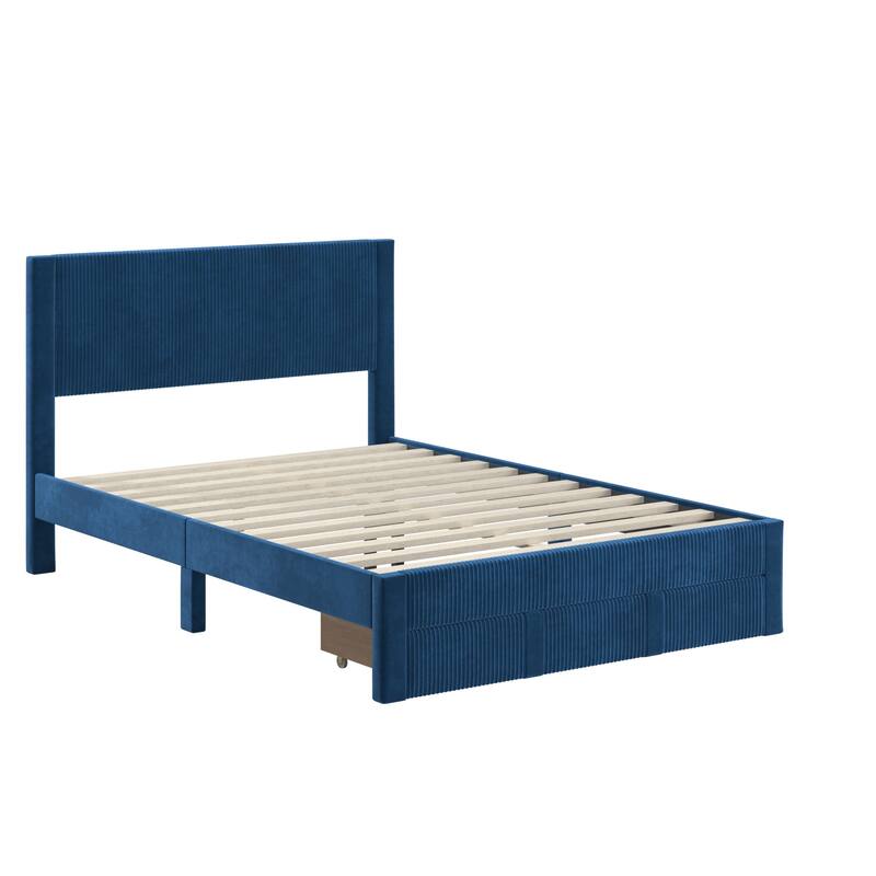 Parkfield Pleated Velvet Storage Queen Platform Bed with Drawer by iNSPIRE Q Modern