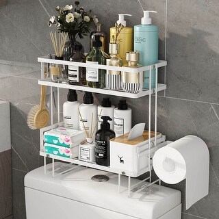 2 Tier Bathroom Organizer over the Toilet Metal White - Bed Bath ...
