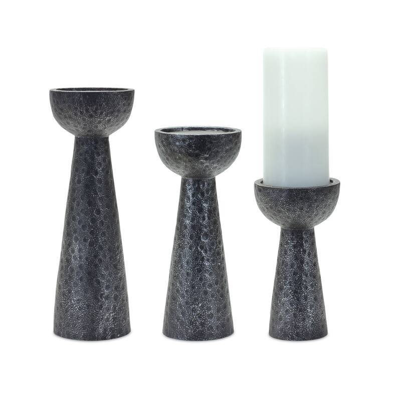 Candle Holder (Set of 2) - 3.75 x 3.75 x 11; 3.75 x 3.75 x 9; 3.75 x 3.75 x 7
