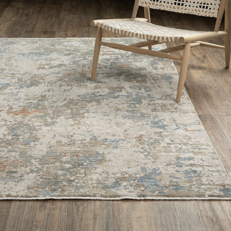 Sienna Distressed Abstract Beige/ Multi Area Rug - 6'7" x 10'