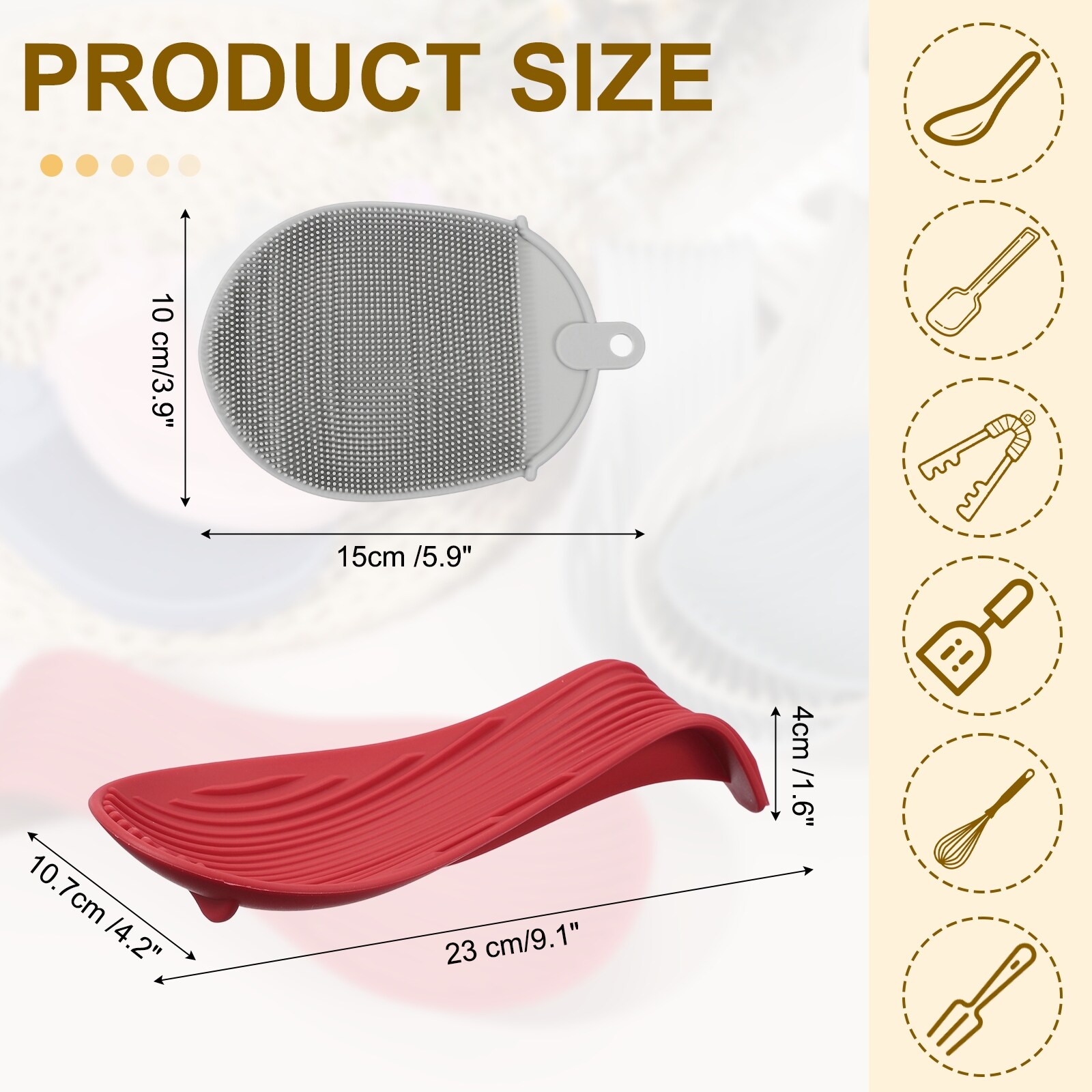 Silicone Spoon Rest for Stove Top, Silicone Spoon Holder for Spatula - 1 inch