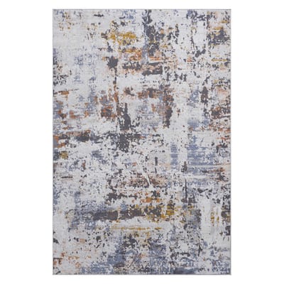LOOM & LUXE Collection 2X3 Ivory/Blue/Traditional Non-Shedding Area Rug - 36" D x 24" W x 0.28" H