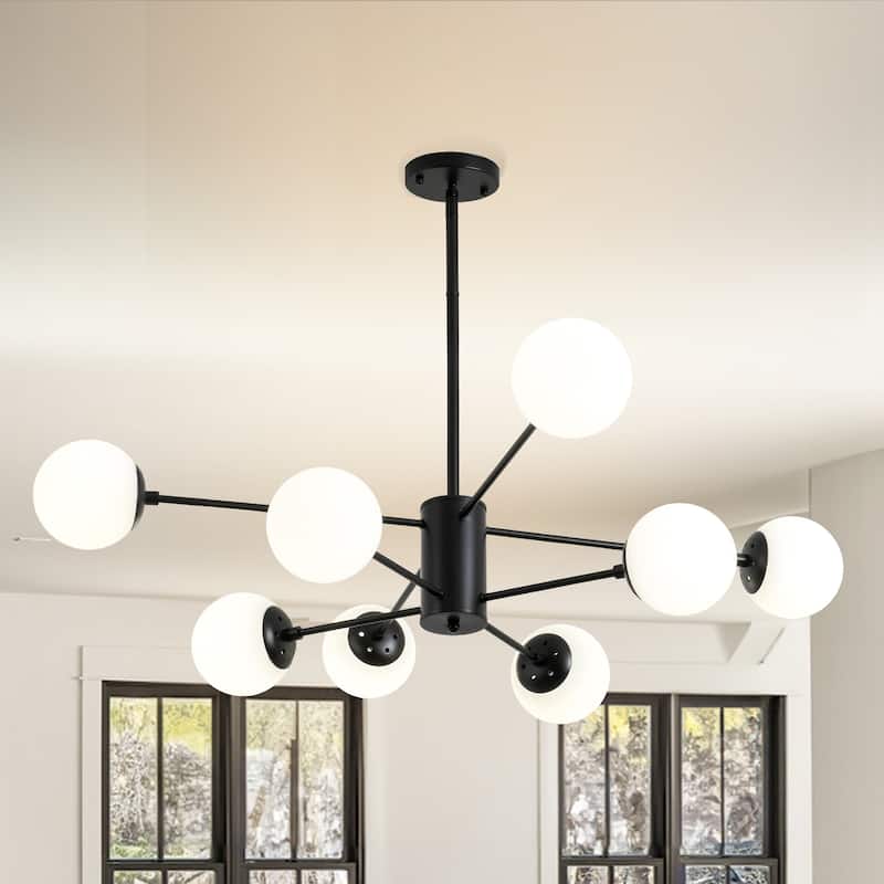 Mid-century Modern 8-light Glass Bubble Sputnik Chandelier - Black