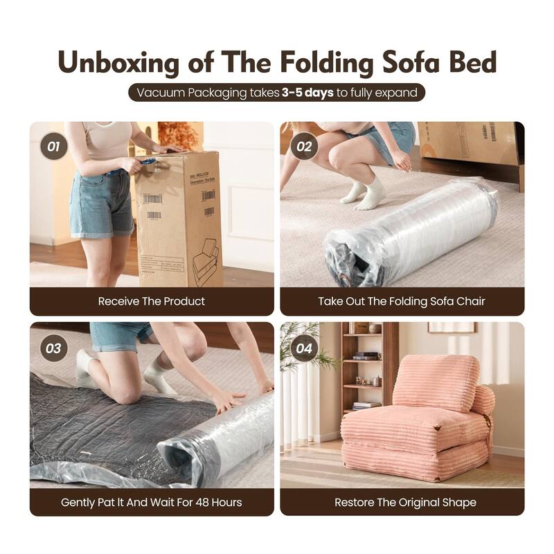 OVIOS Corduroy Foldable ​Compressed Sleeper Sofa