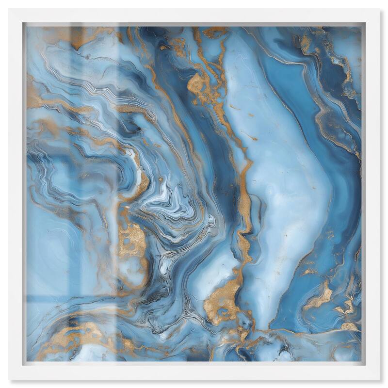River Gold Shadowbox by Art Remedy - White - 30" x 30"