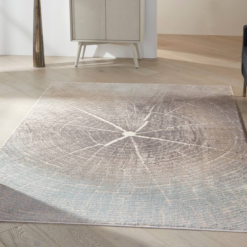 Nourison Marmara Contemporary Abstract Area Rug - 4' x 6' - Teal Grey Ivory - Rectangle