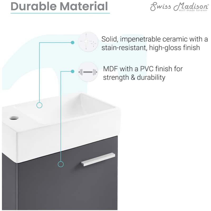Swiss Madison SM-BV614 Colmer 19" Wall Mounted Single Basin Vanity Set
