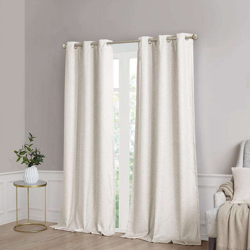 Tonal Printed Faux Silk Total Blackout Curtain Panel Pair(2 Pcs Window Panels)