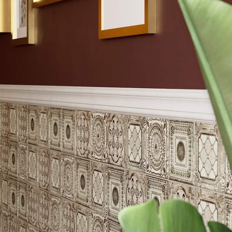 Merola Tile Ritz Anticatto White 7-7/8" x 7-7/8" Ceramic Wall Tile