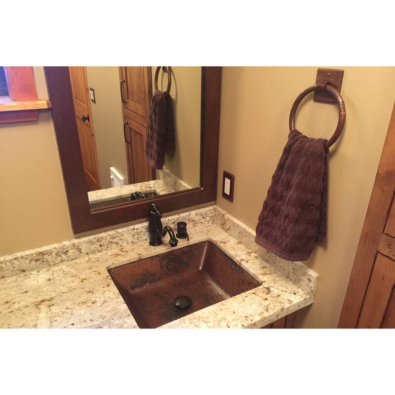 36-in Rectangle Hammered Copper Mirror in Oil Rubbed Bronze (MFREC3631)