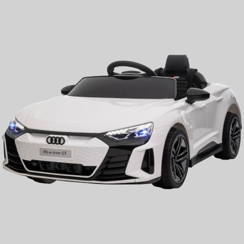 Licensed Audi RS E-Tron GT 12V Ride-On Car for Kids, Remote Control, 3.1 MPH, Music & LED Lights - White