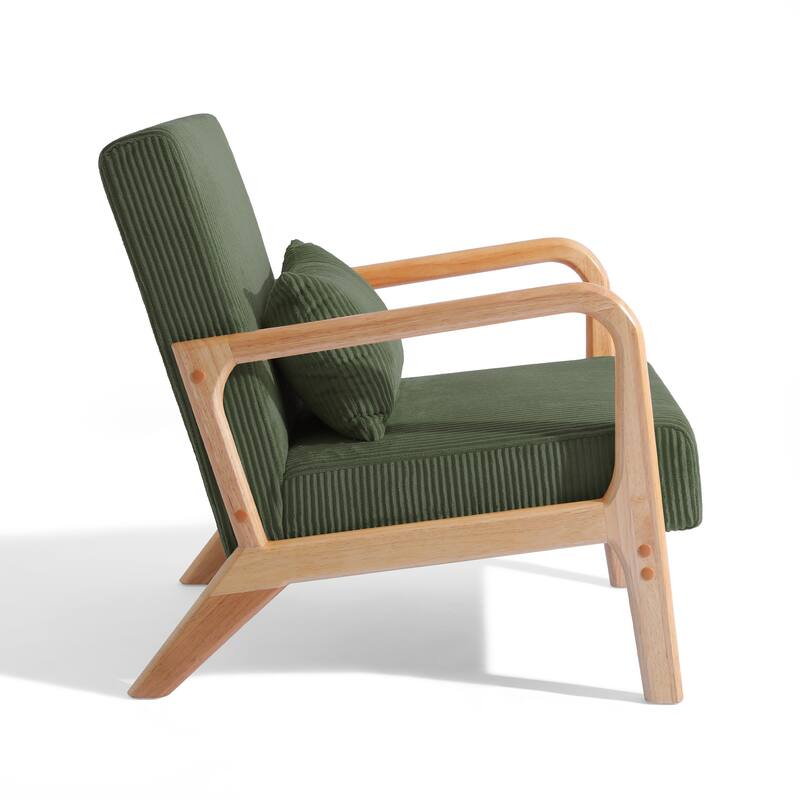 Modern Upholstered Accent Chair with Wood Legs Set of 2