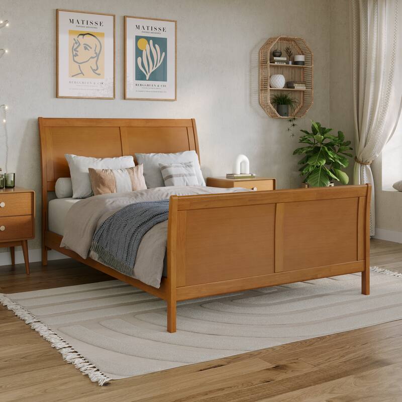 AFI, Portland Solid Wood Low Profile Platform Bed with Matching Footboard