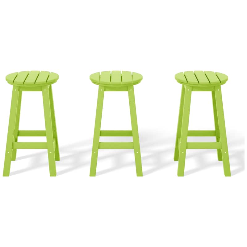 Polytrends Laguna Hdpe All Weather Outdoor Patio 24" Round Counter Stool (Set Of 3)