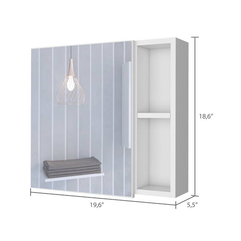 Bathroom Medicine Cabinet, Three Internal Shelves, Single Door, Two External Shelves