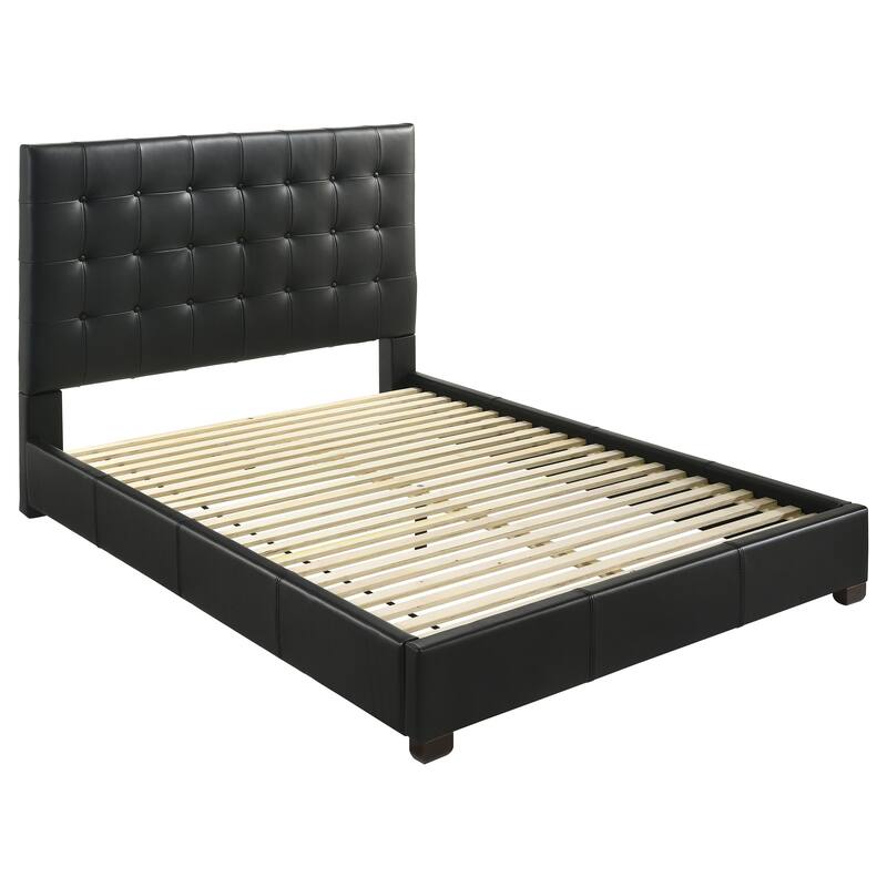 Medley Genuine Leather Platform Bed - Black - King