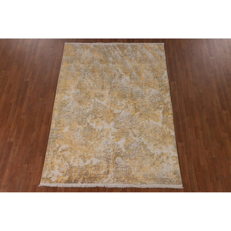 All-Over Abstract Oriental Area Rug Hand-Knotted Wool Carpet - 5'7" x 7'8"
