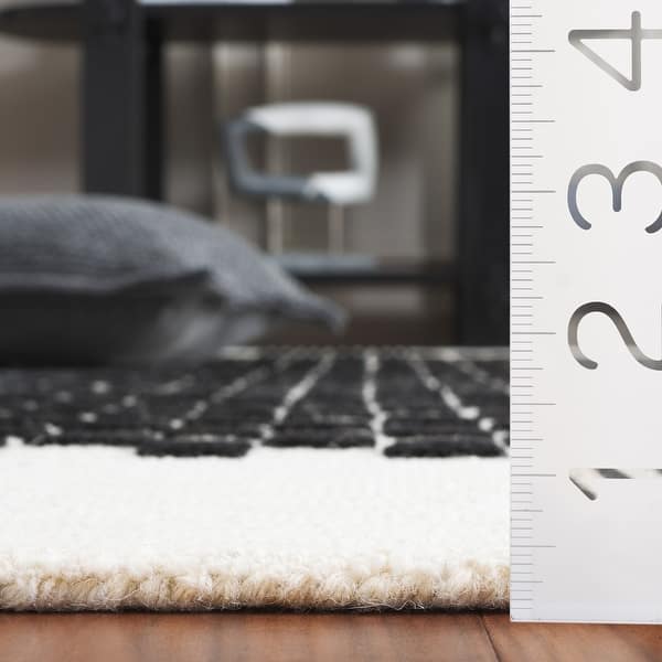 dimension image slide 1 of 3, SAFAVIEH Handmade Genre Gunbritt Checkered Wool Rug