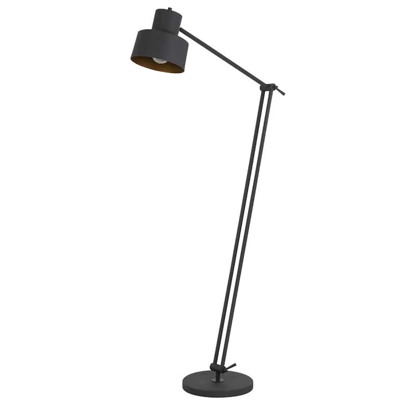 65 Inch Black Adjustable Traditional Shaped Floor Lamp with Metal Dome Shade and Plug-In Dimmable Light for Bedroom