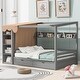 preview thumbnail 17 of 40, Full Size Wood House Bed with 2 Drawers and Shelves, Kids Platform Storage Bed Frame with Wardrobe and Small Curtain