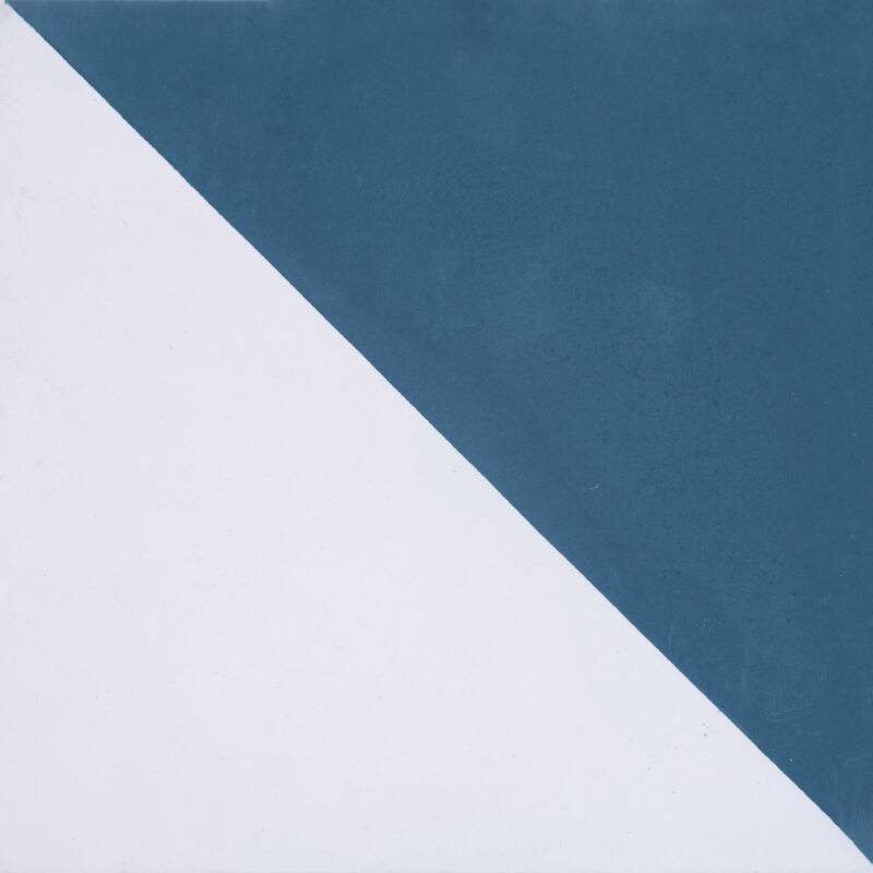 Ocean Handmade Cement Tile, 8''x8'', White-Blue