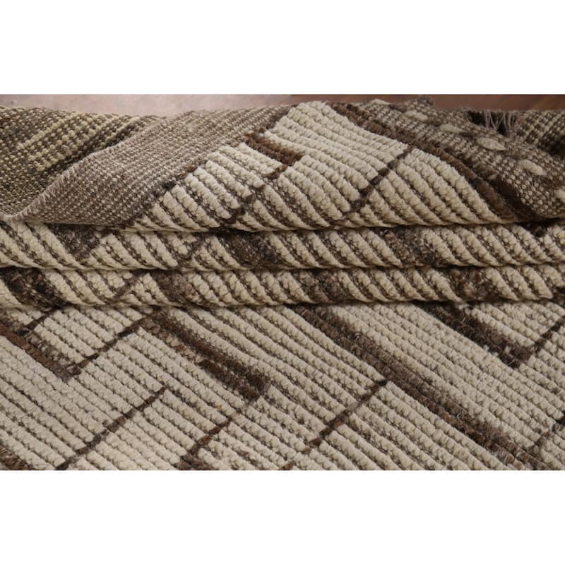 All-Over Moroccan Modern Area Rug Hand-Knotted Wool Carpet - 8'0" x 12'1"