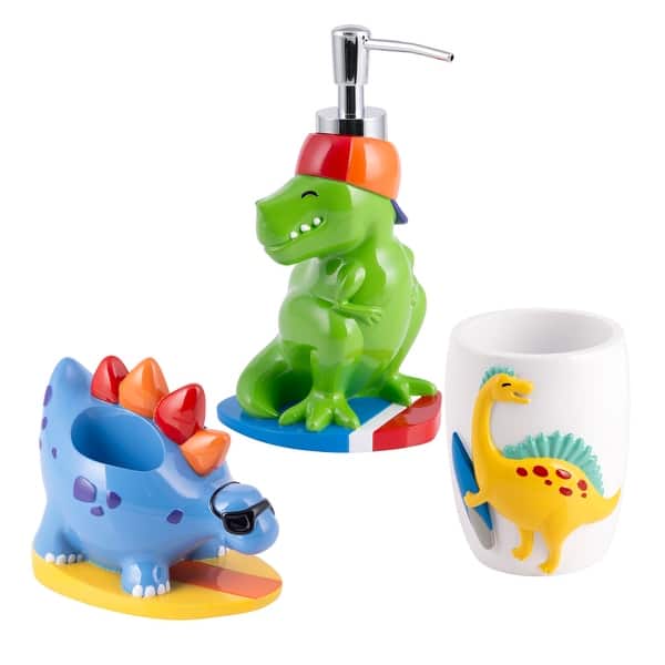 slide 2 of 5, Surfin' Dino 3 Piece Bathroom Accessory Set - Multi Color - 3 piece set