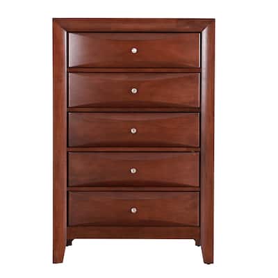 Wooden 5-Drawer Bedroom Chest - 48" - Chestnut Brown