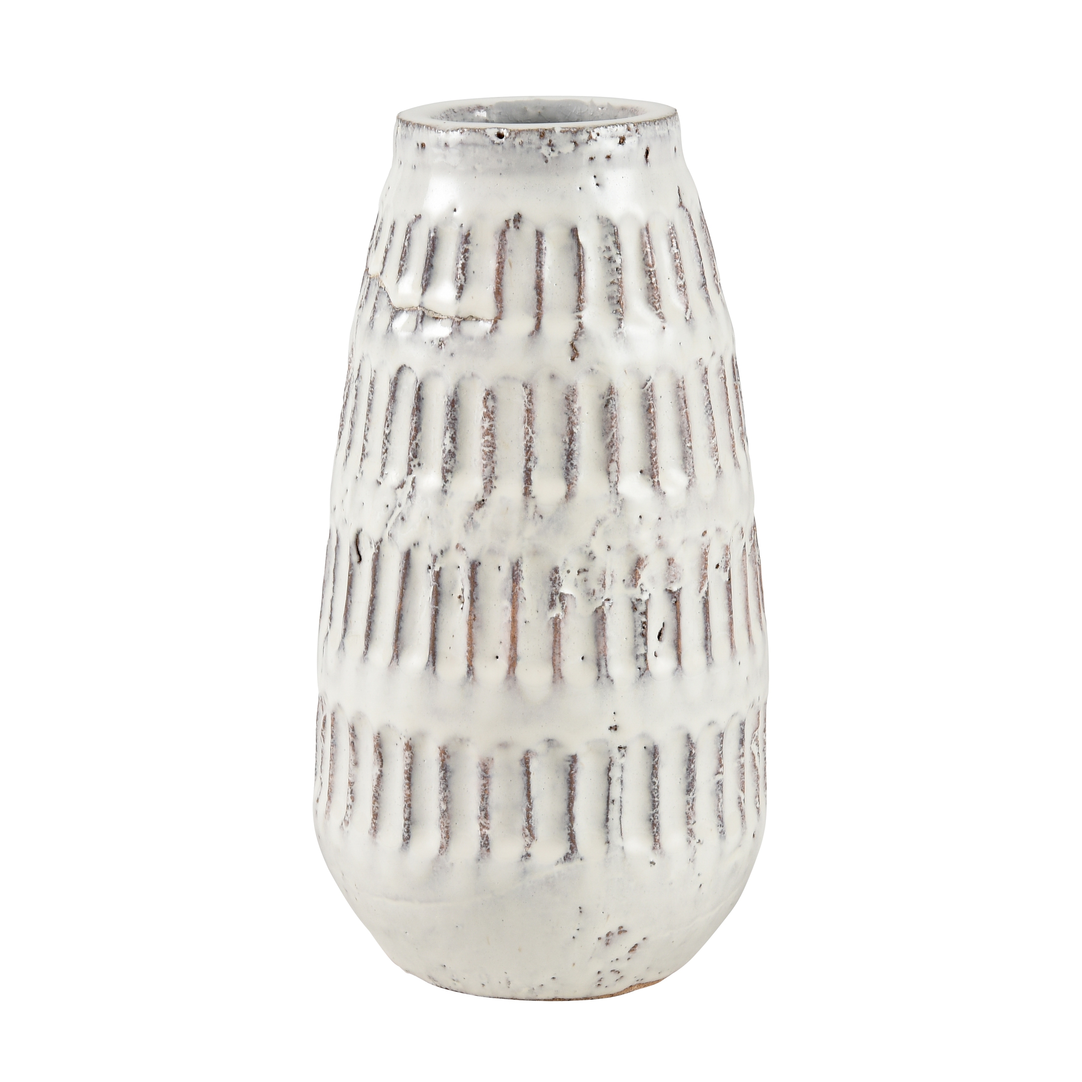 Atlas Murial White Glazed Terracotta Vase