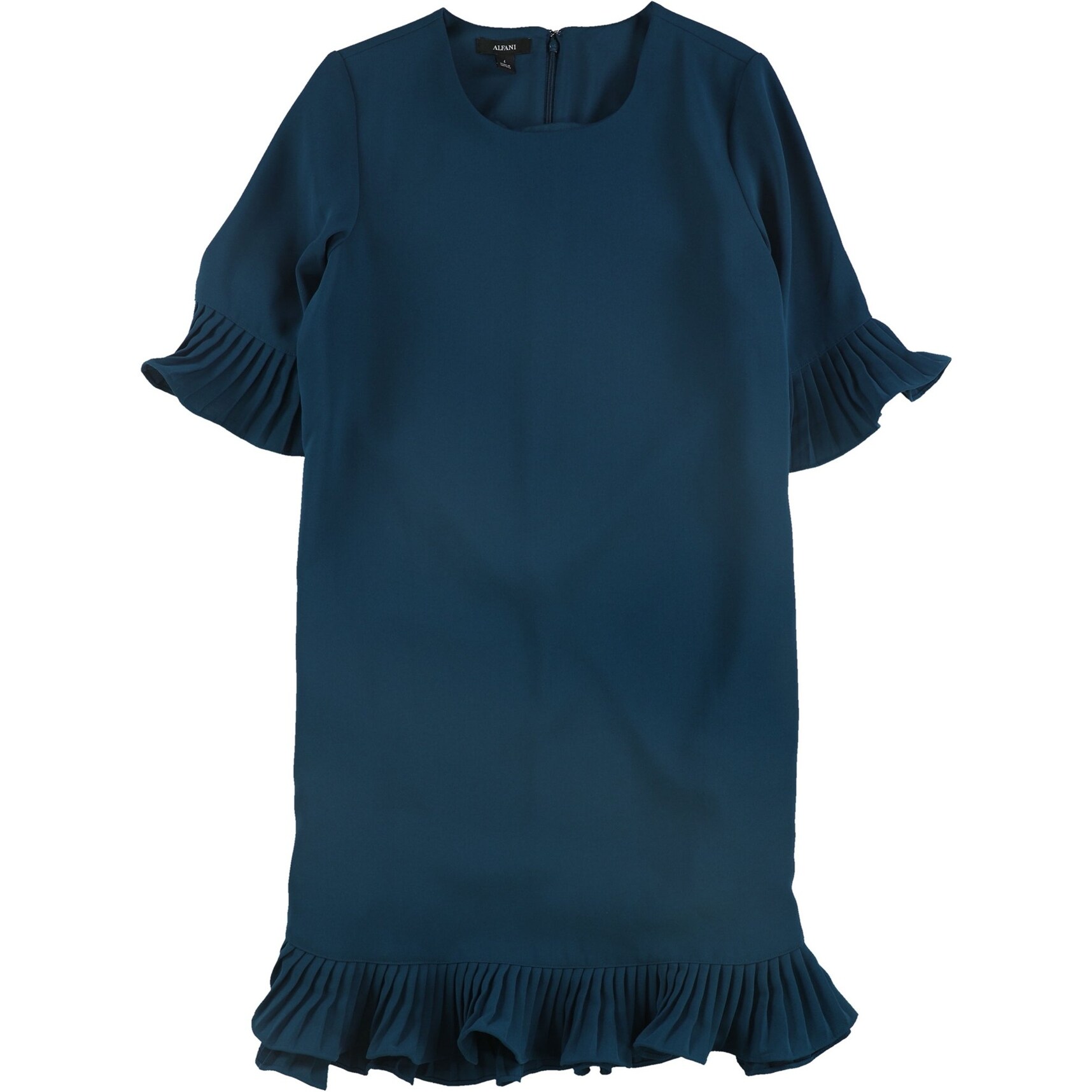 open lace back dress Perfee V-Neck Flounce Sleeve Pleated Dress at A Roese Boutique Navy / S main image 0