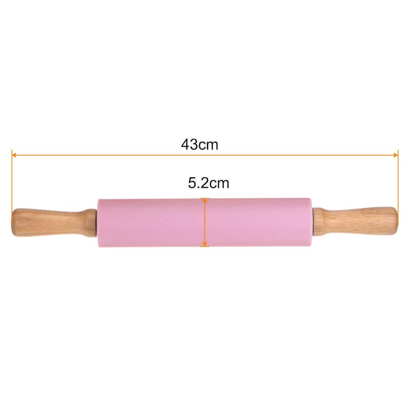 Silicone Rolling Pins for Baking 43cm x 5.2cm Pink - Pink