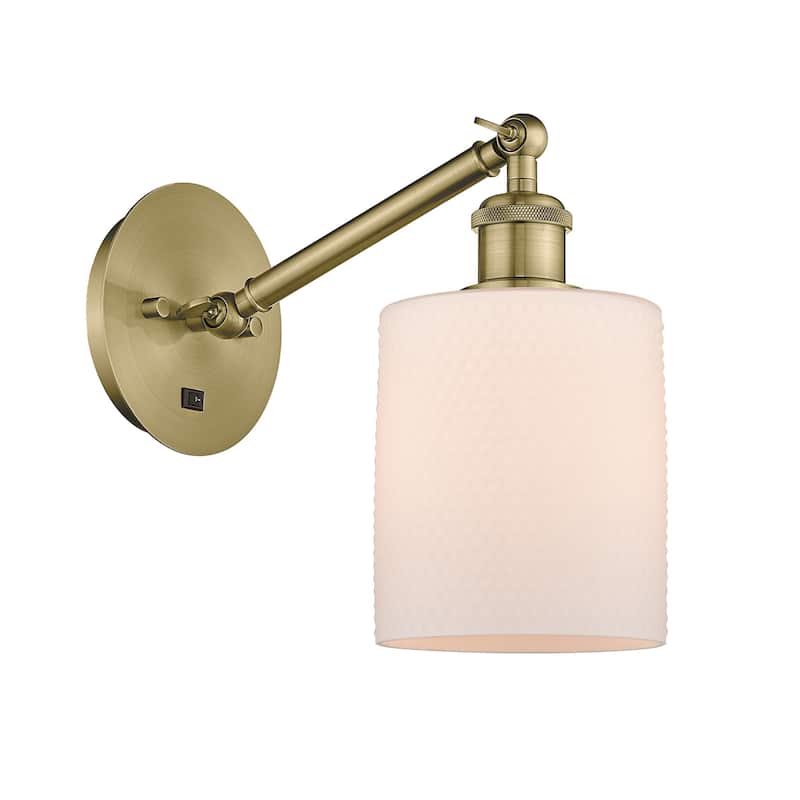Innovations Lighting 317-1W-13-6 Cobbleskill Sconce Cobbleskill 13" - Antique Brass / Matte White