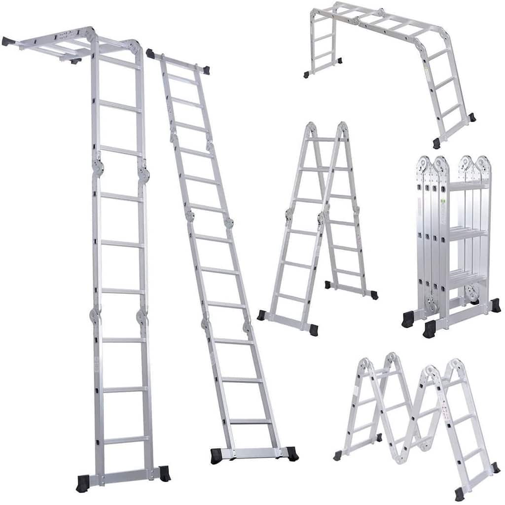 12.5FT Folding Ladder Multi-Purpose Aluminium Extension 7 in 1 Step