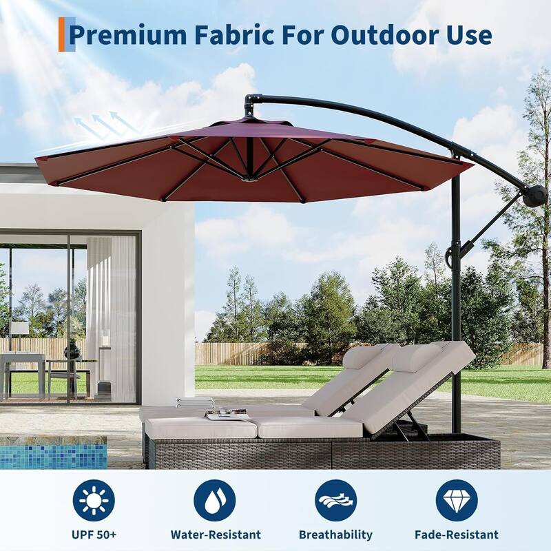 10FT UV Protection Cantilever Umbrella Outdoor Patio