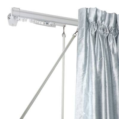 Adjustable Baton Draw Traverse Curtain Rod, Smooth Gliding Track Design for Effortless Opening and Closing of Drapes - 48