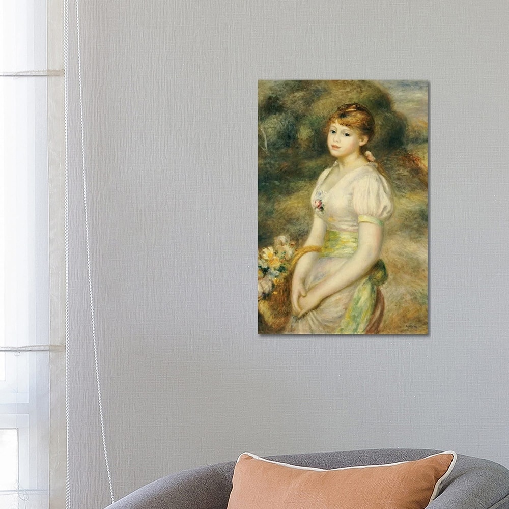 iCanvas "Young Girl with a Basket of Flowers " by Pierre-Auguste Renoir Canvas Print