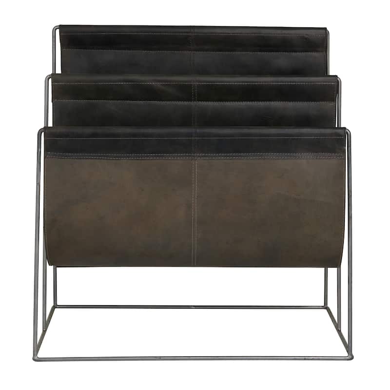 Leather Modern Magazine Holder - 22 x 21 x 14