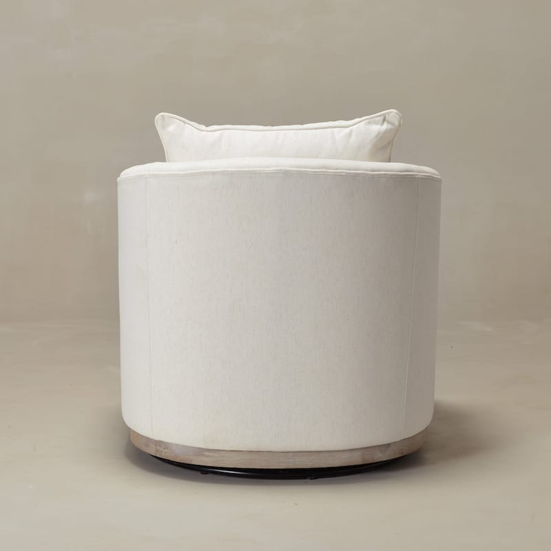 KINWELL 31" Wide Linen Fabric Upholstered Swivel Barrel Accent Chair