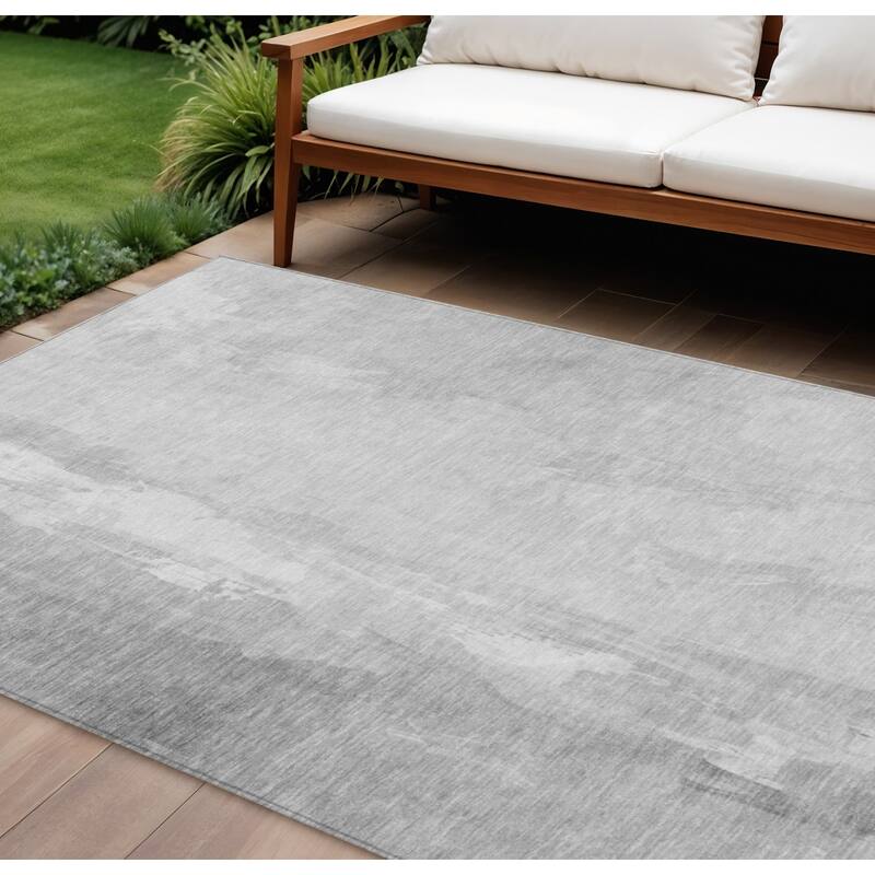 HomeRoots Abstract Transitional Rectangle Outdoor Rug - 10' X 14'