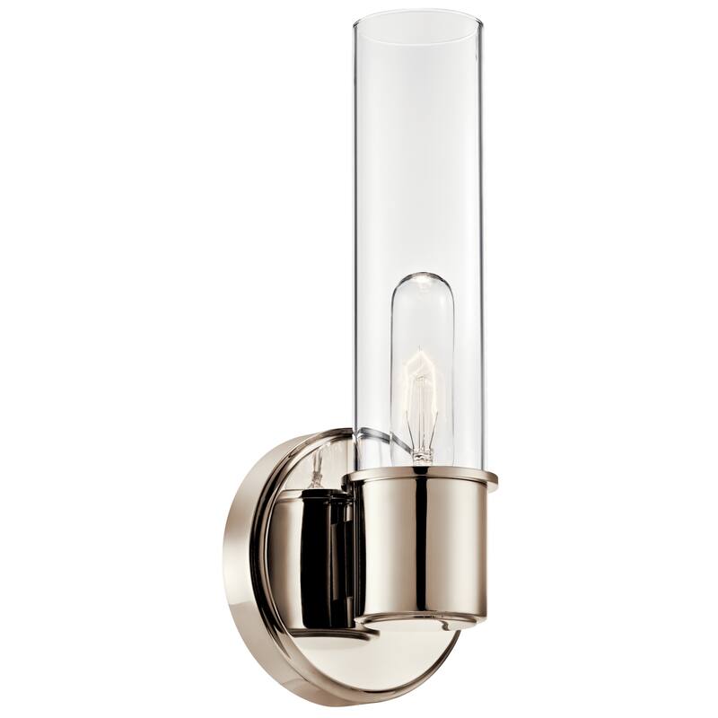 Aviv 1-Light Wall Sconce with Clear Glass Shade - Polished Nickel - 13 in